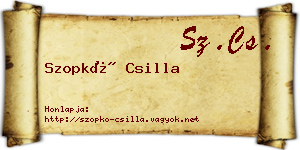 Szopkó Csilla névjegykártya